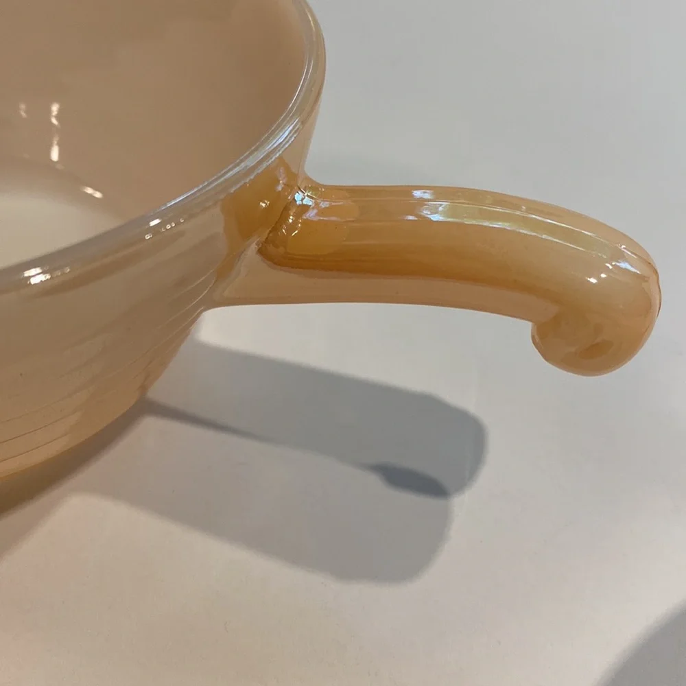 Vintage 2 Peach Luster Fire King Glass Bowls Ovenware Preowned - Picture 12 of 12